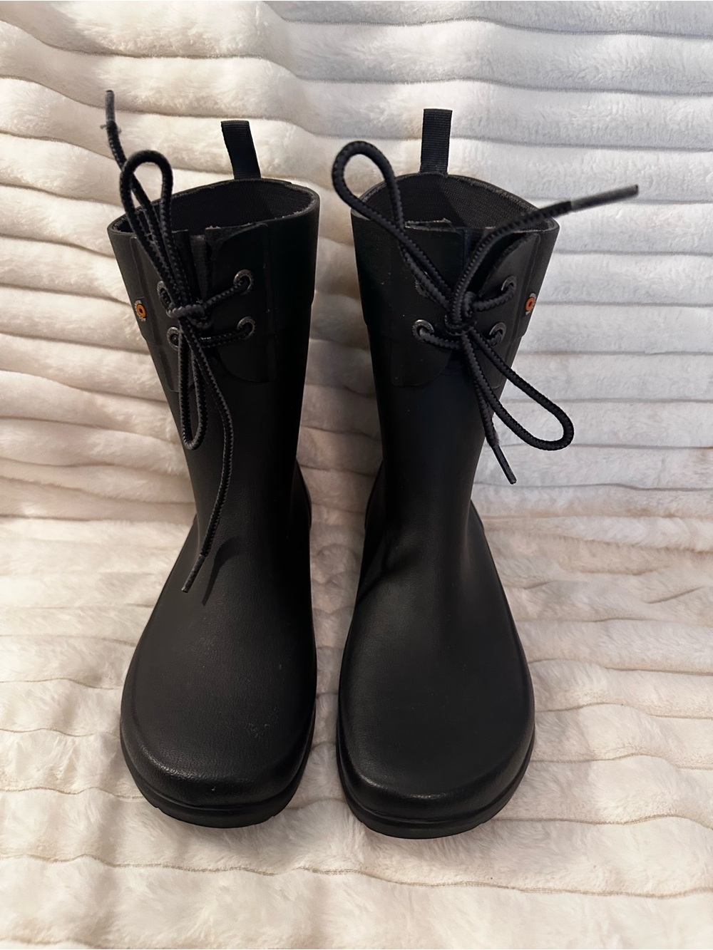 NWOT Bogs Black Lace-Up Women's Rain Boots